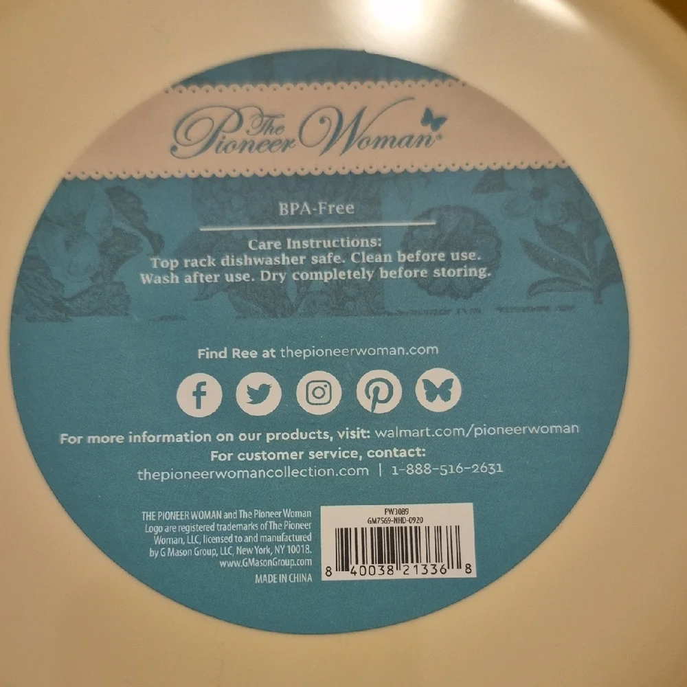The Pioneer Woman Blue and Cream Floral Pet Bowl - Picture 5 of 6
